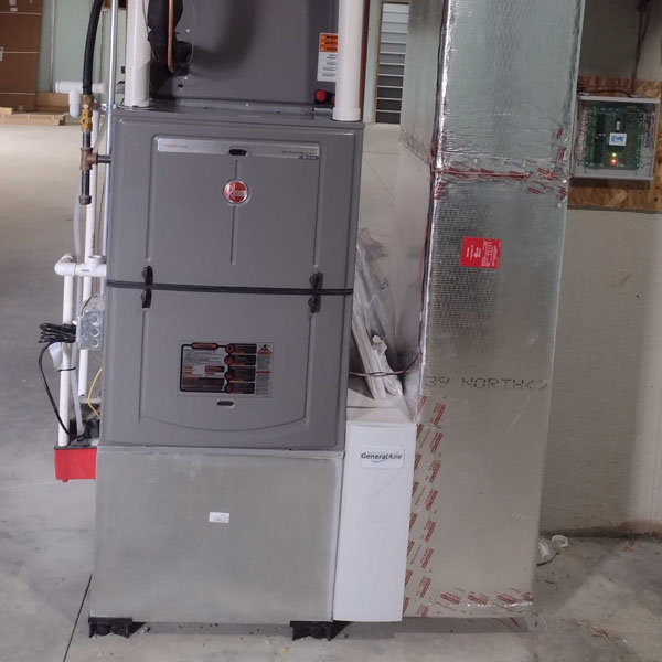 A residential Rheem HVAC system installed by JM Lapp in New Holland, PA.